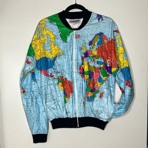 Ty-Breakers Sz M Tyvek World Map Zip Unisex Jacket